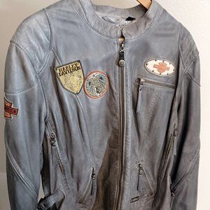 Harley-Davidson® Women's Firebrand Washed Leather Jacket, Gray 97129-16VW